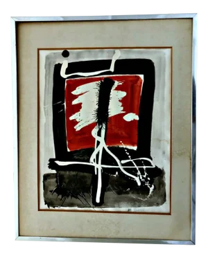 1978 Vintage Mario Torroella Abstract Original Ink on Paper Painting