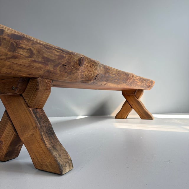 Vintage Wooden Brown Bench, 1970s For Sale - Image 9 of 12