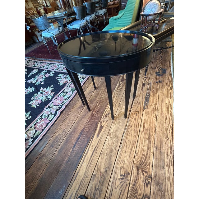 2010s Barbara Barry for Baker Black Laquer Oval End Tables- A Pair For Sale - Image 5 of 11