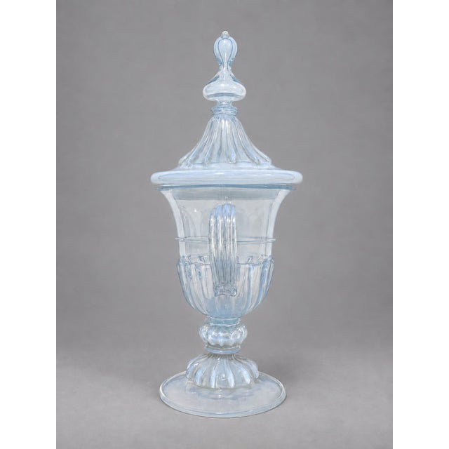 Glass Venetian Opalescent Glass Covered Urn, Attributed Salviati - Early 20th Century For Sale - Image 7 of 12