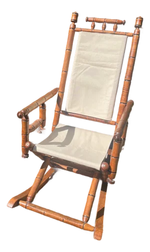 1880s Victorian Rocker Eastlake Teak Bamboo Campaign Hunzinger Style