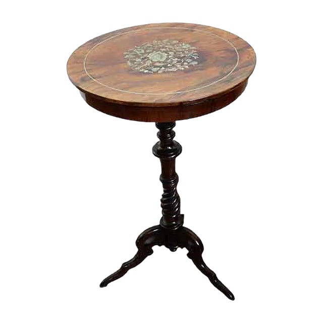 Small Victorian Inlaid Wood Gueridon For Sale