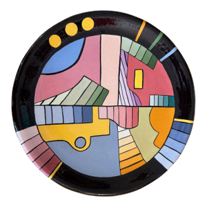 Vintage Post-Modern Abstract Ceramic Memphis Charger Platter