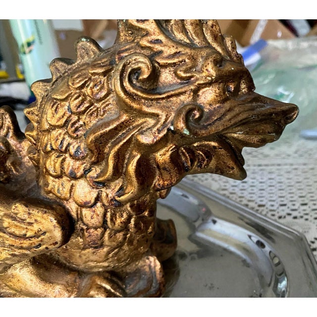 Late 20th Century Gilt Dragon Sculpture With Aged Patina For Sale - Image 5 of 9
