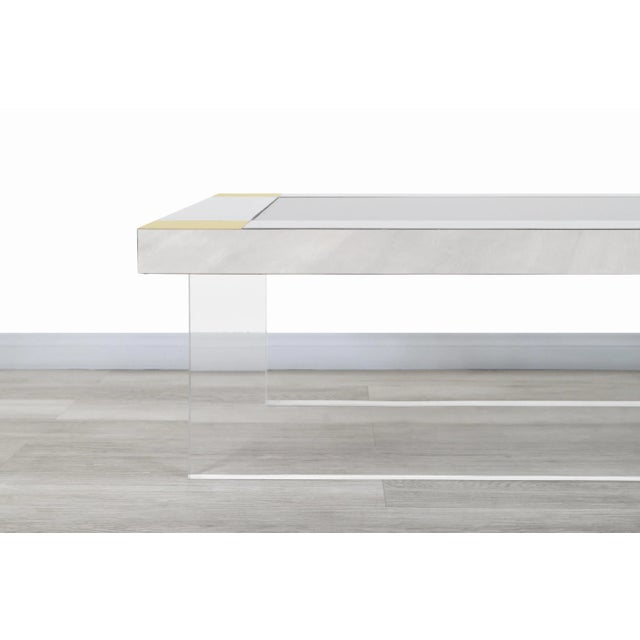 Metal Monumental Italian Chrome and Lucite Coffee Table by Sandro Petti, 1970s For Sale - Image 7 of 12