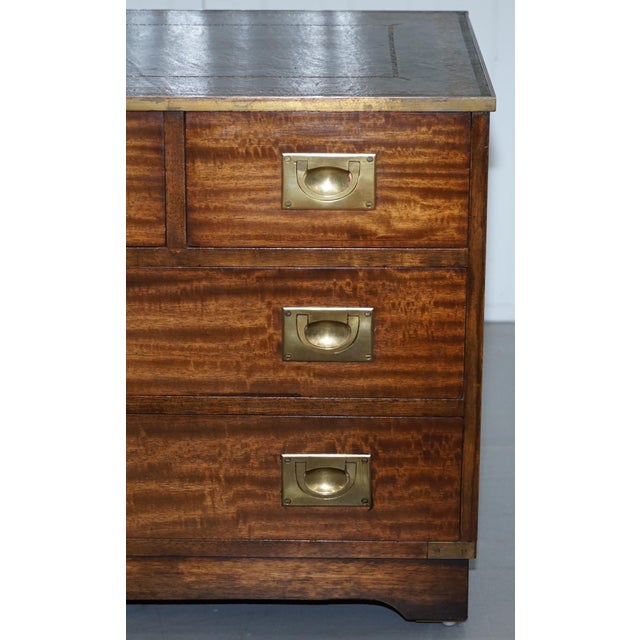 Reprodux Campaign Chest of Drawers with Leather Top by Bevan Funnell For Sale - Image 11 of 18