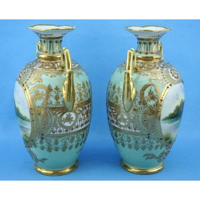 20th Century Empire Japanese Porcelain Vases with Gold Moriage Decoration, Noritake, 1890s, Set of 2 For Sale - Image 5 of 18