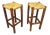 Wood and Straw Bar Stools, Italy, 1980s, Set of 2 For Sale