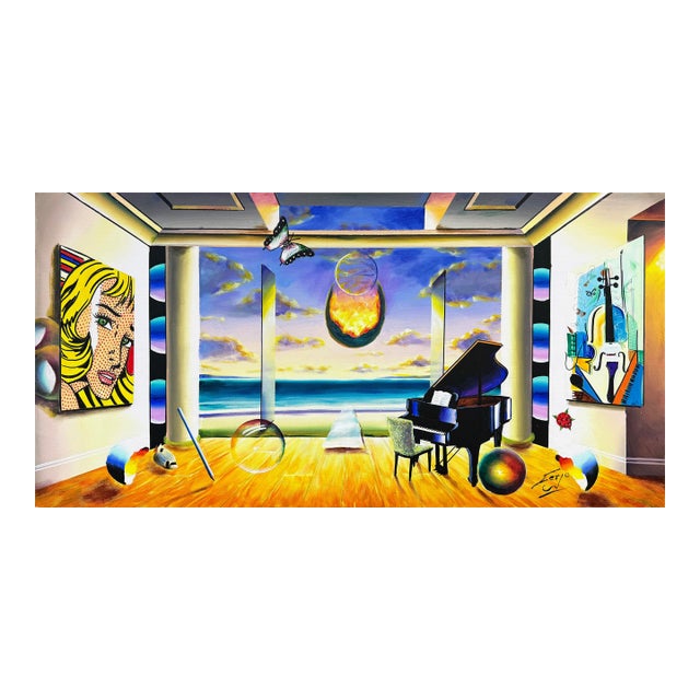 Ferjo, Majestic View, Large Original Painting on Canvas, Hand Signed, Surrealism For Sale