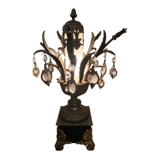 Vintage Table Lamps With Crystal Antique Gold For Sale