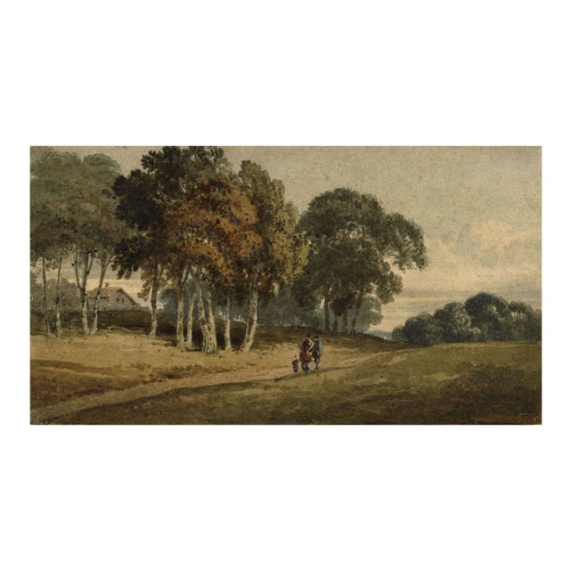 Circle of Thomas Girtin, Figures on a Country Lane, 1800, Watercolour Painting For Sale