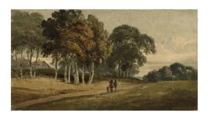 Circle of Thomas Girtin, Figures on a Country Lane, 1800, Watercolour Painting