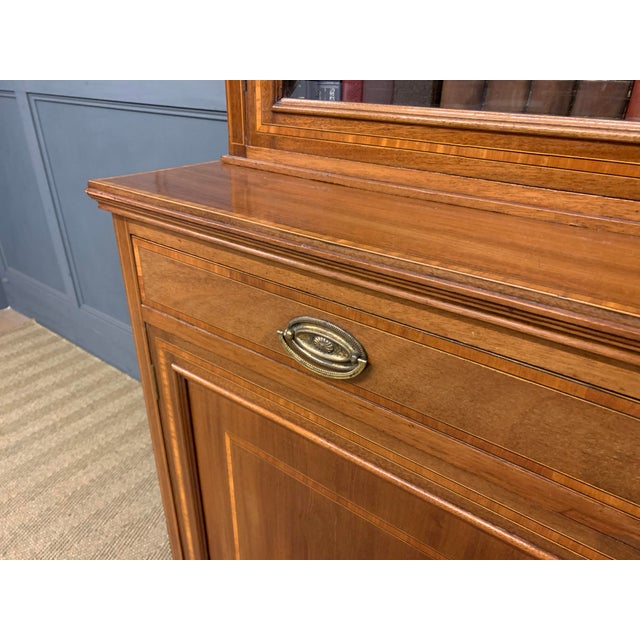Wood Edwardian Inlaid Mahogany Bookcase, 1900 For Sale - Image 7 of 13