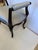 Carved Mahogany Bench With Grey Silk Upholstery For Sale - Image 9 of 11