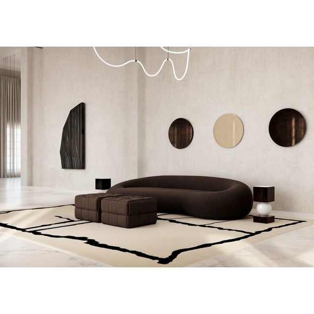 Contemporary Modern Black and White Rectangular Iberia Rug by Tapis Studio for Hommés Studio For Sale - Image 3 of 4