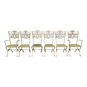 Woodard Wrought Iron Patio Dining Chairs - Set of 6