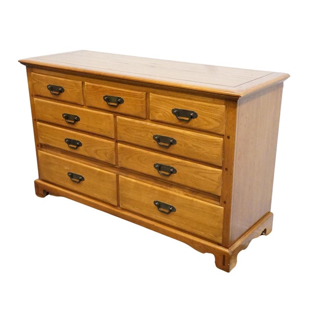 LINK TAYLOR Countryside Collection Solid Oak Early American Rustic 55" Double Dresser 6602 34" High 55.75" Wide 19.5" Deep...