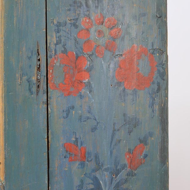 Rustic Antique Swedish Folk Art Painted Corner Cabinet, 1840 For Sale - Image 3 of 15