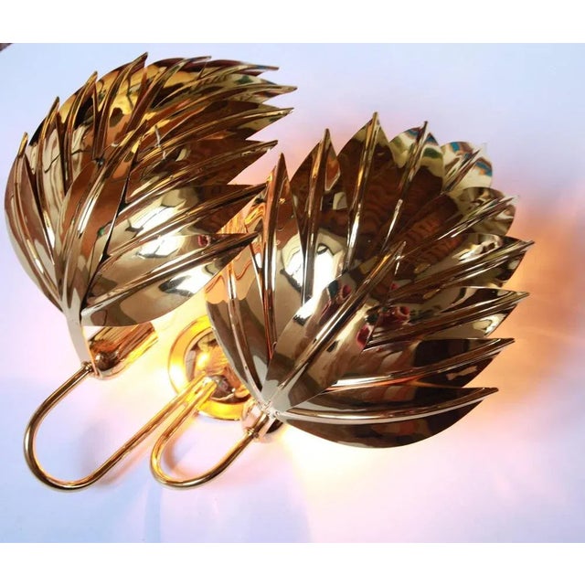 Large Gilt Brass Palm Wall Lamp from Maison Jansen, 1970s For Sale - Image 6 of 18
