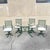 Vintage Hollywood Regency Faux Bamboo Lattice Metal Green Dining Set - 5 Pc Set. Set includes (2) Armchairs, (2) armless...