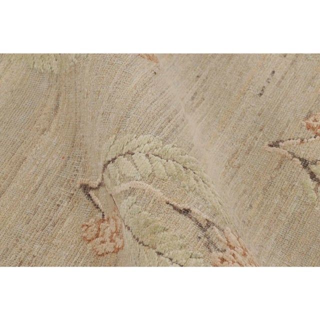 Rug & Kilim’s Block Print Rug With Green, Orange & Beige-Brown Floral Patterns For Sale In New York - Image 6 of 9