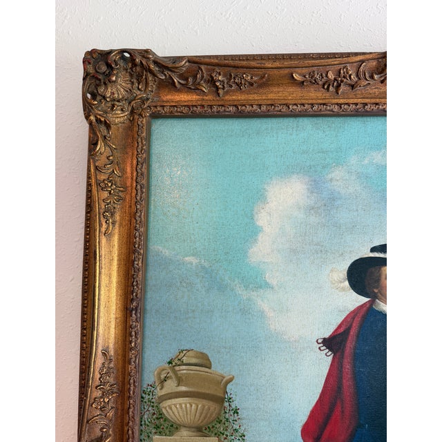 Large Antique Signed European Equestrian Portrait Oil Painting Late 19th Century For Sale - Image 4 of 17