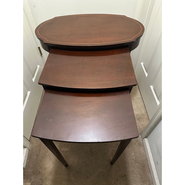 Wood Early 20th Century Mahogany Nest of Three Tables by Mersman Furniture For Sale - Image 7 of 10