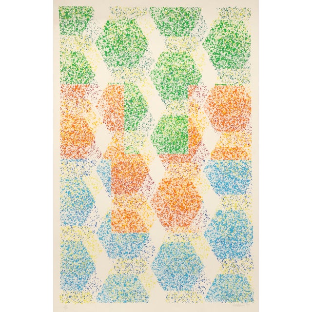 1970s Dominik Rehban, Multicolor Hexagons, Screenprint, Signed For Sale