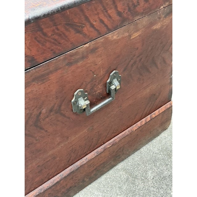 Vintage Cedar Lined Ships Trunk For Sale - Image 4 of 12