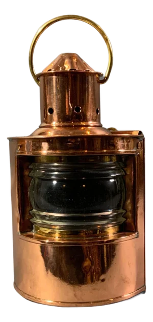 Solid Copper Ships Lantern with Fresnel Lens
