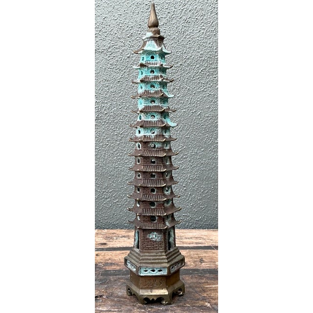 Vintage Patinated Brass Pagoda For Sale In West Palm - Image 6 of 12