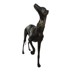 Vintage Bronze Whippet Sculpture – Elegant & Detailed