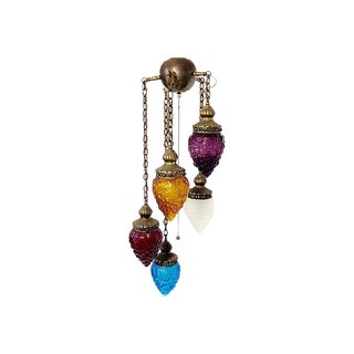Vintage Five-Light Art Glass Grape Form Chandelier For Sale