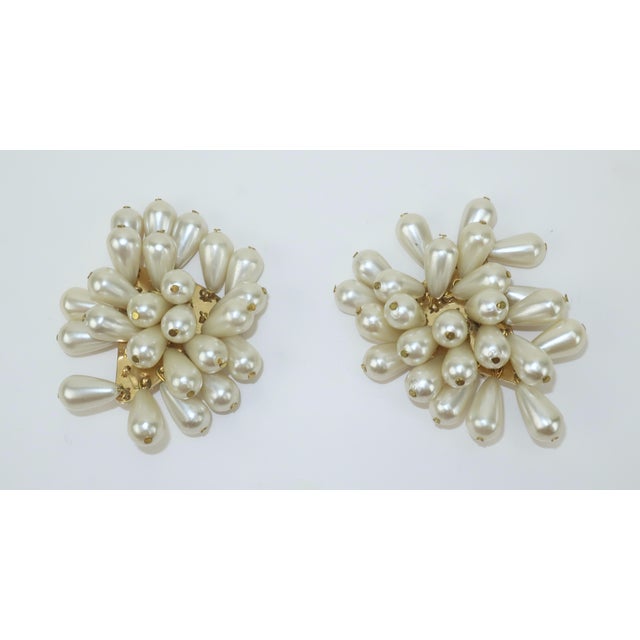 Faux Pearl Grape Cluster Earrings, 1980's For Sale - Image 4 of 6