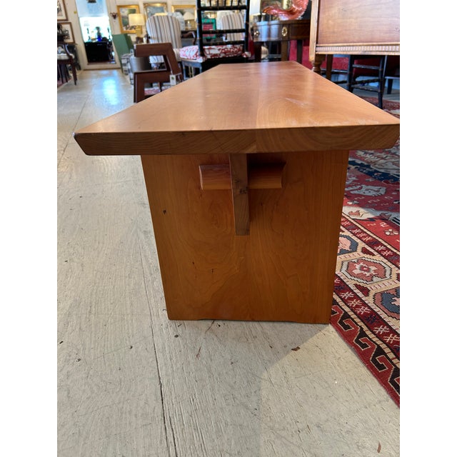 Brown Hand Crafted Cherry Bench by Maine Master Woodworker For Sale - Image 8 of 15