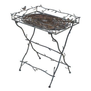 High Quality Iron Faux Branch Garden Table W. Birds For Sale