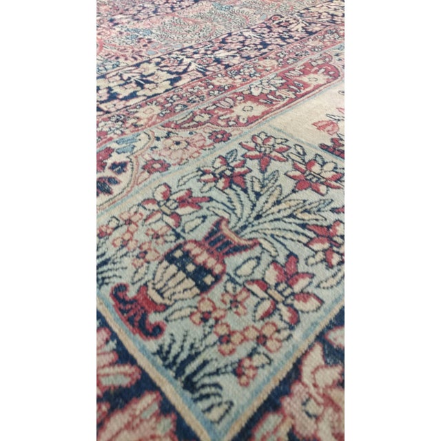 Antique Lavar Kerman Carpet, Handmade Wool Carpet, Multi-Color, Ivory, Red Wine For Sale - Image 17 of 18