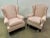 Pair of Wing Back Chairs in the Style of Georgian. Newly upholstered in Linen with a cord welt to the cushions. A...
