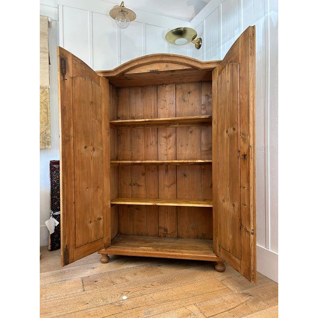 Rustic European Vintage European Pine Armoire Cabinet – New Interior Shelving, Ball Feet For Sale - Image 3 of 5