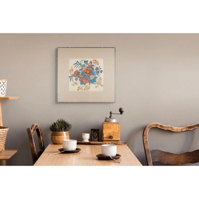 Red American Floral Chintz Appliqué Quilt Square, 1825-50 For Sale - Image 8 of 9