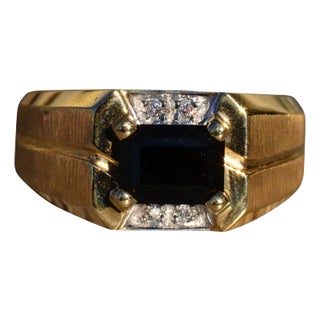 The Kiah: Men's 14K Onyx and Diamond Cocktail Ring For Sale
