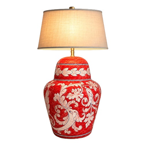 Sicilian Baroque Style Ceramic Lamp For Sale