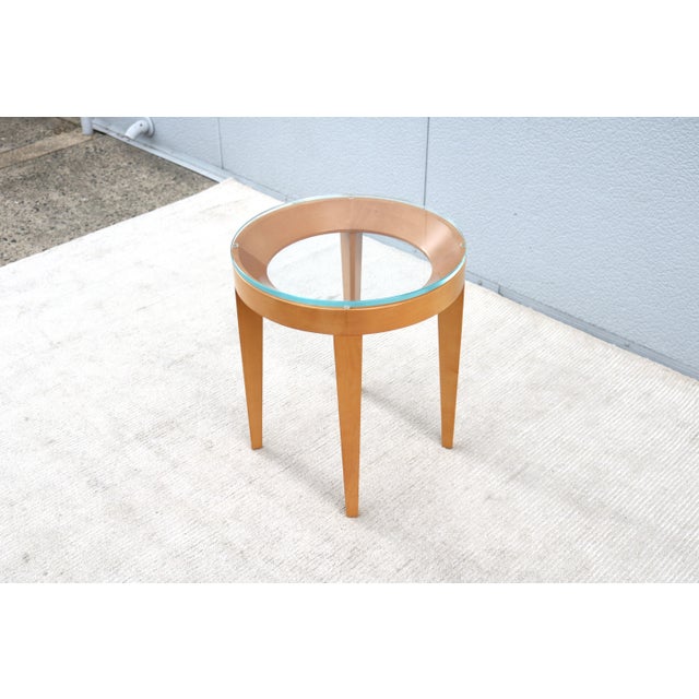 Modern Mark Goetz for Bernhardt Design Cirque Maple and Glass Round Side Table For Sale In New York - Image 6 of 12