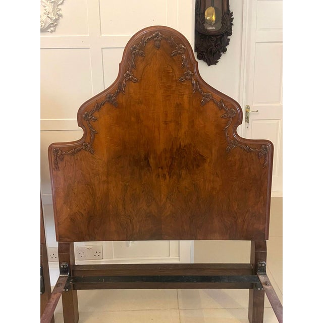 Antique Carved Burr Walnut Single Beds, 1920, Set of 2 For Sale - Image 18 of 18