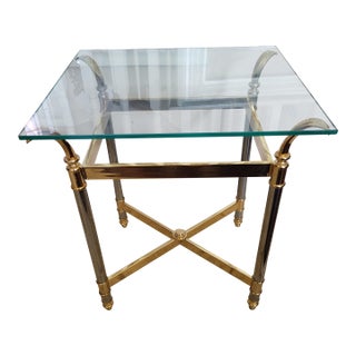 Mid 20th Century Brass and Glass Side Table For Sale