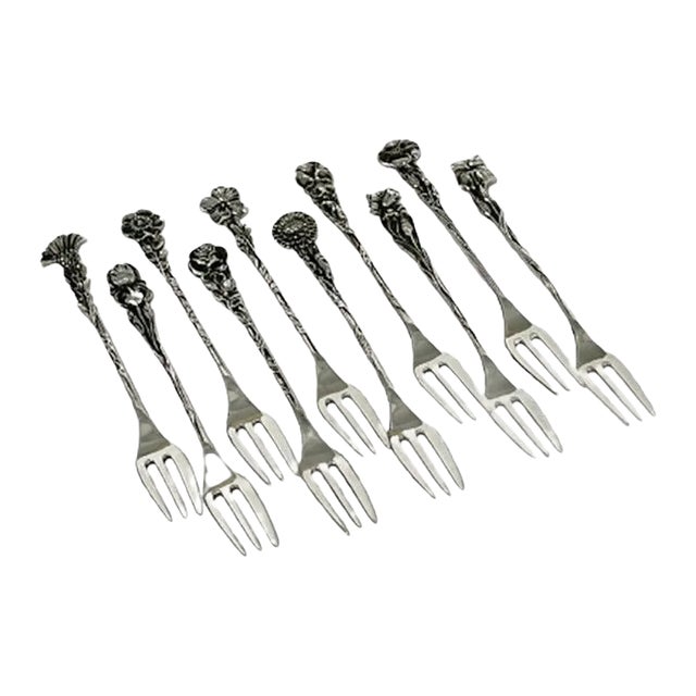 Dutch Silver Pastry Forks by Th. & P. Moerkerk, 1930, Set of 10 For Sale