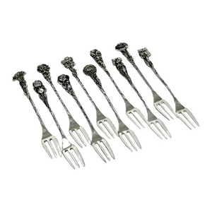 Dutch Silver Pastry Forks by Th. & P. Moerkerk, 1930, Set of 10