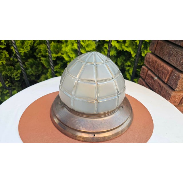 Vintage Art Deco Brass Ceiling Lamp, 1920s For Sale - Image 6 of 7