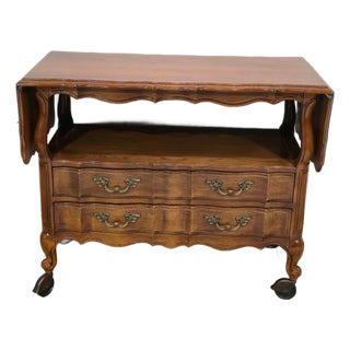 1970s Thomasville French Provincial Louis XV Pecan Buffet Server or Bar Cabinet For Sale
