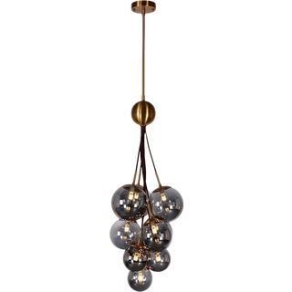 Ventura Chandelier Smoked Brass Iron Glass 40w For Sale